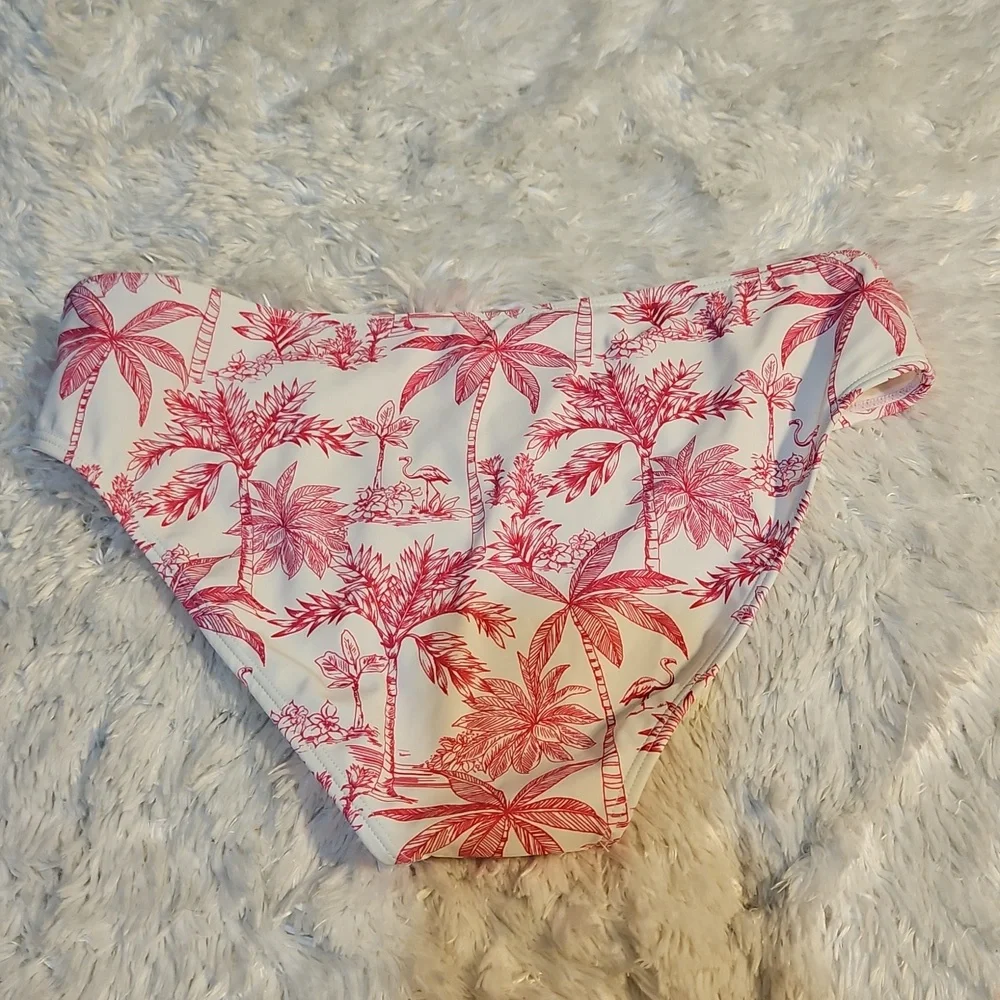 Janie and Jack Girls Swimsuit Size 18 White Pink Tropical Ruffle‎ Two Piece